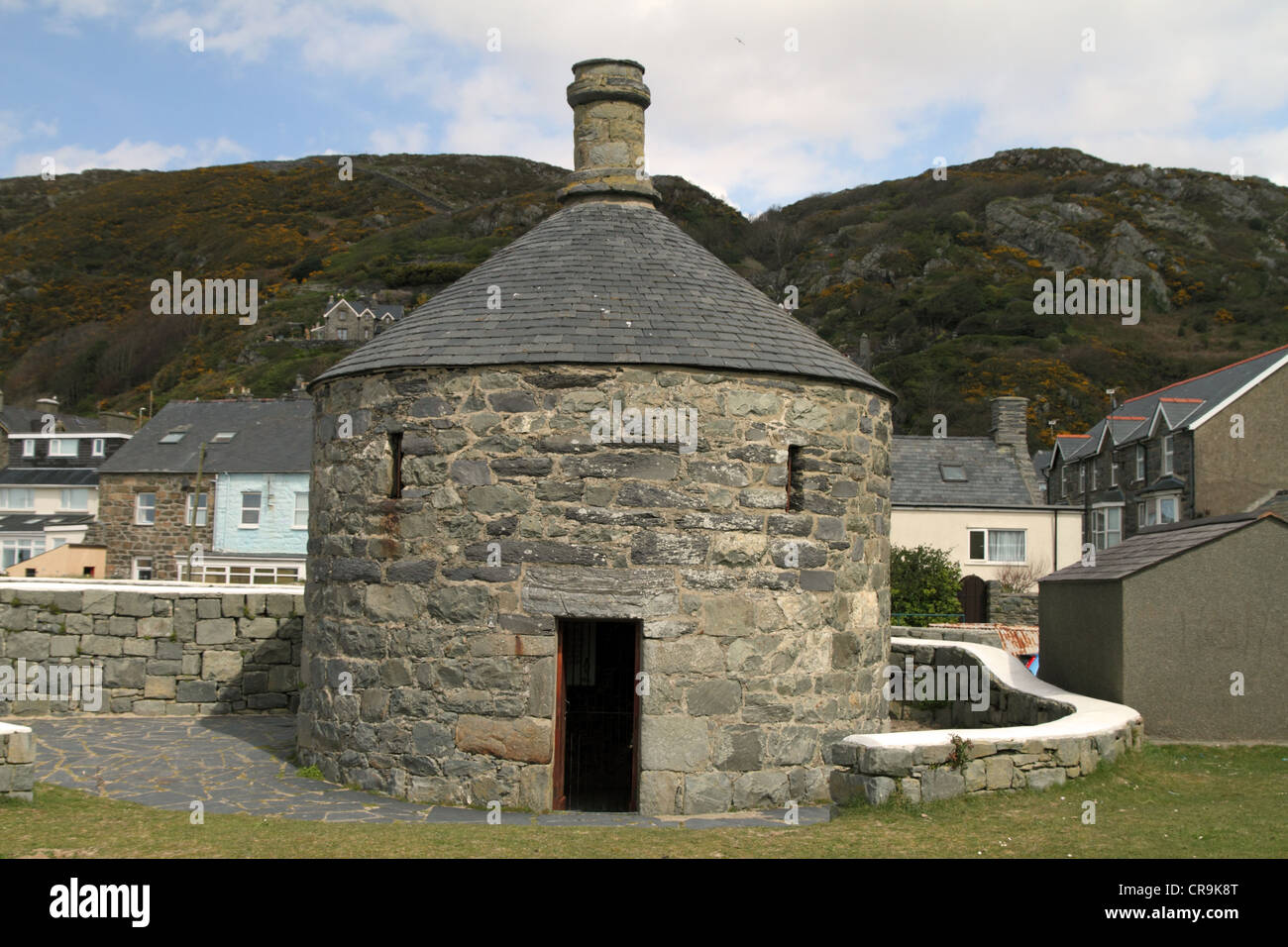 Lock-up, Barmouth, Gwynedd, Wales. Built in 1834 and known as Ty Crwn (The Round House). Contains two cells - mainly for drunks Stock Photo