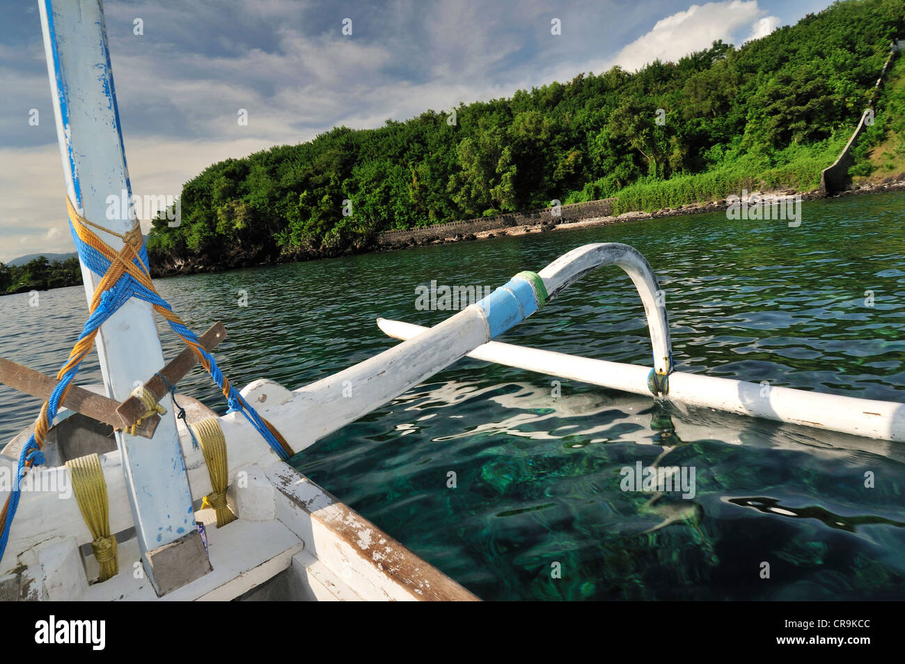 Traditional ships along the coast of Tulamben, Bali, Indonesia, Asia Stock Photo