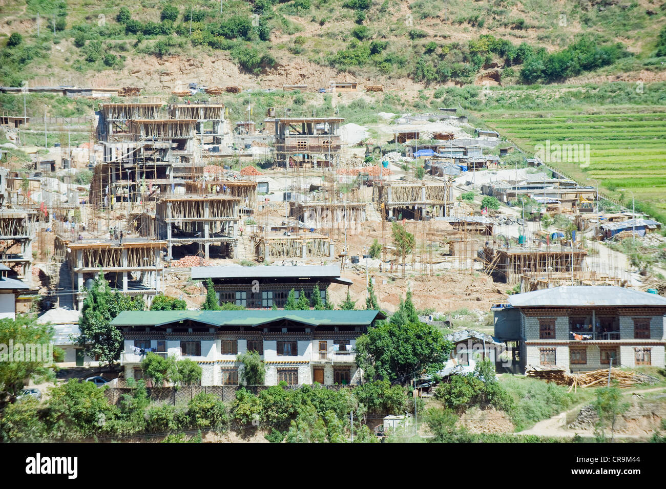 new housing being constructed, Bhutan, Asia Stock Photo - Alamy