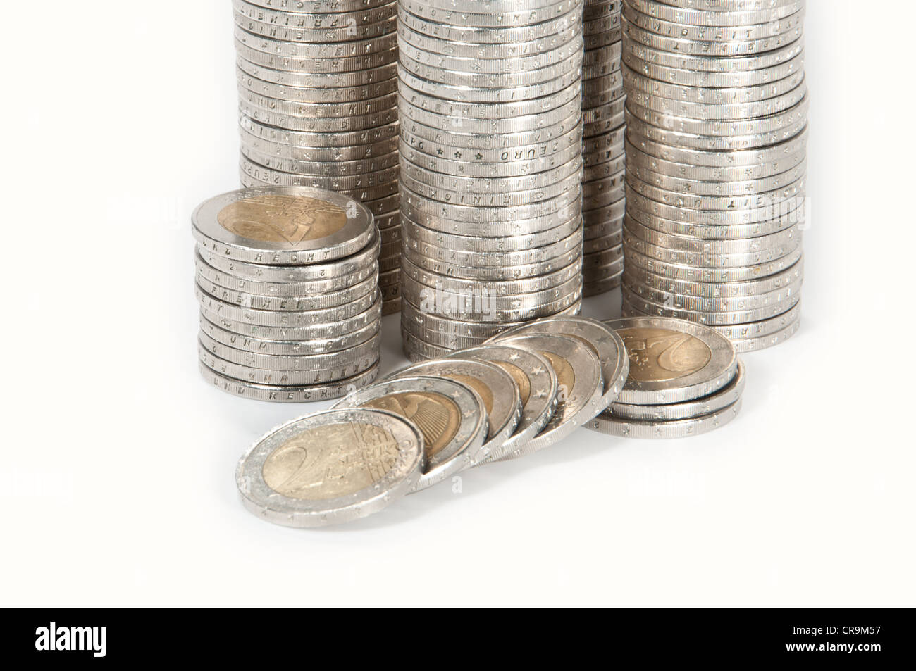 Stacked Euro Coins isolated on white background Stock Photo - Alamy