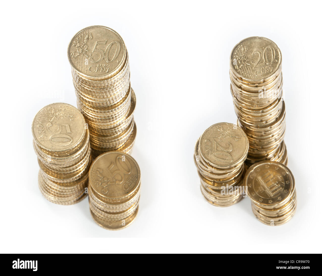 Ten Coin Stack Stacked Euro-Coins (10 Cent and 50 Cent Stock Photo - Alamy