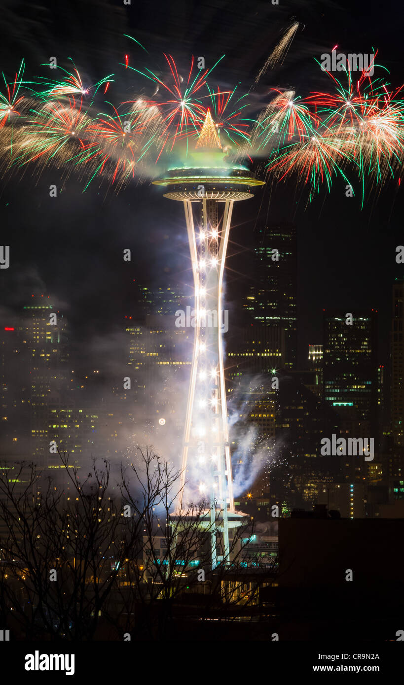 Seattle New Year's Eve Fireworks Stock Photo Alamy