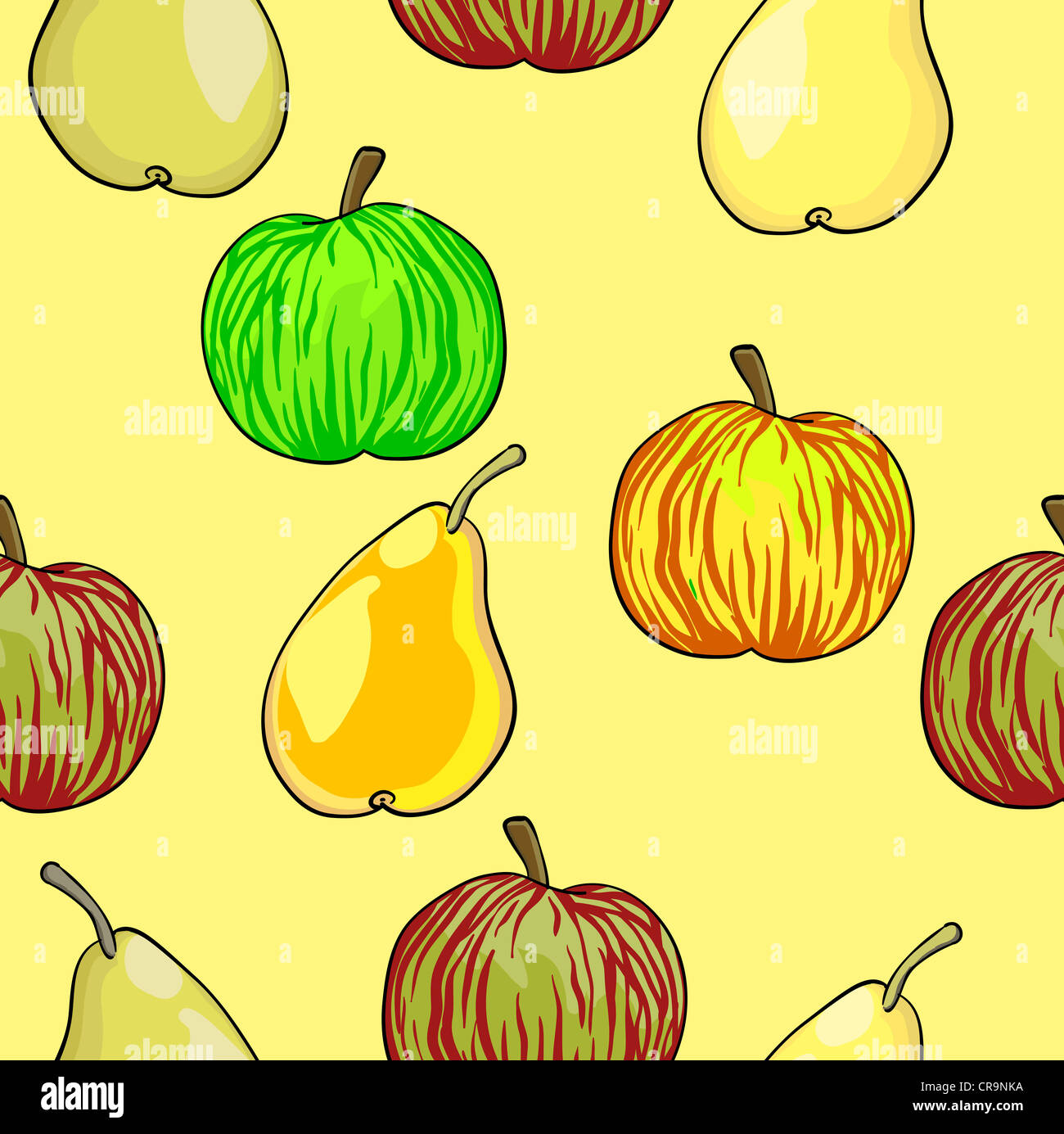 Seamless fruit pattern apples and pears vector illustration Stock Photo ...