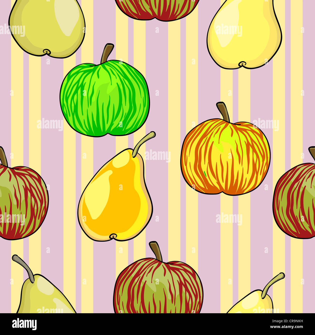 Seamless fruit pattern apples and pears vector illustration Stock Photo ...