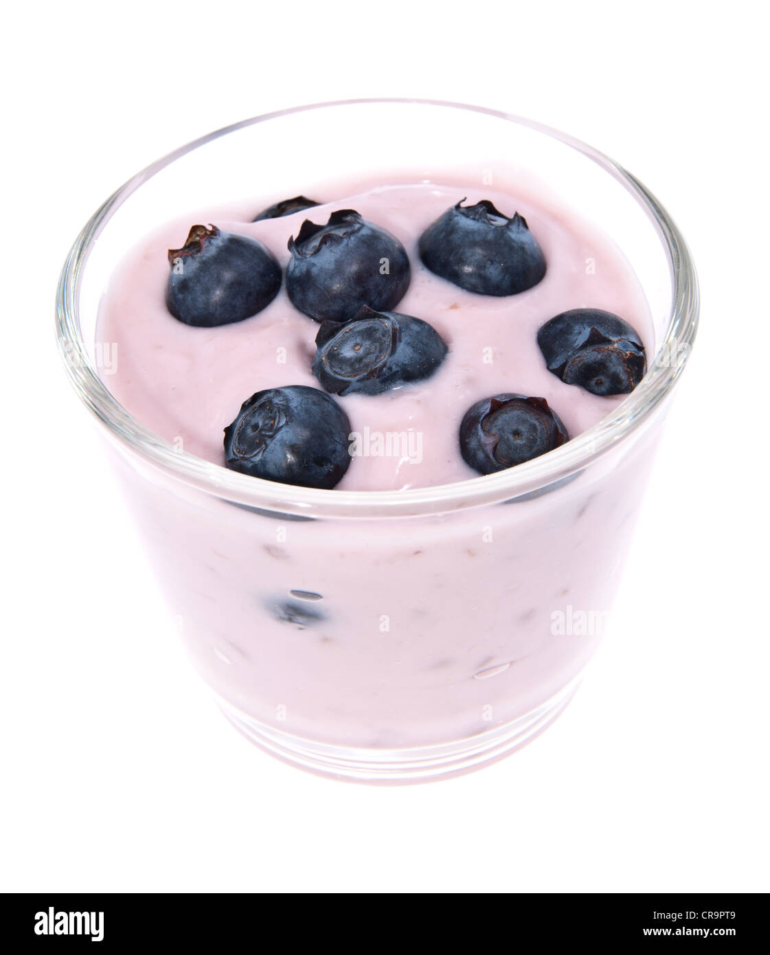 Fresh Blueberry yogurt isolated on white background Stock Photo