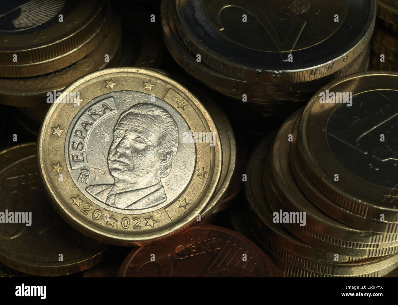 currency devaluation Spain Euro Spanien Euroabwertung Bank depreciation inflation Stock Photo