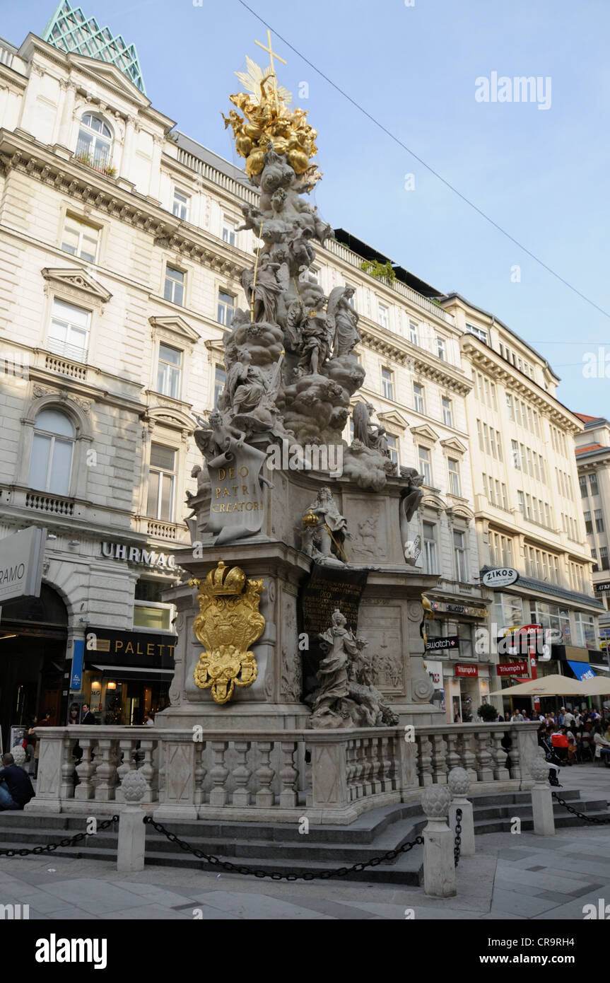 The Pestsaula ( plague column) in Der Graben, Vienna, Austria Stock Photo