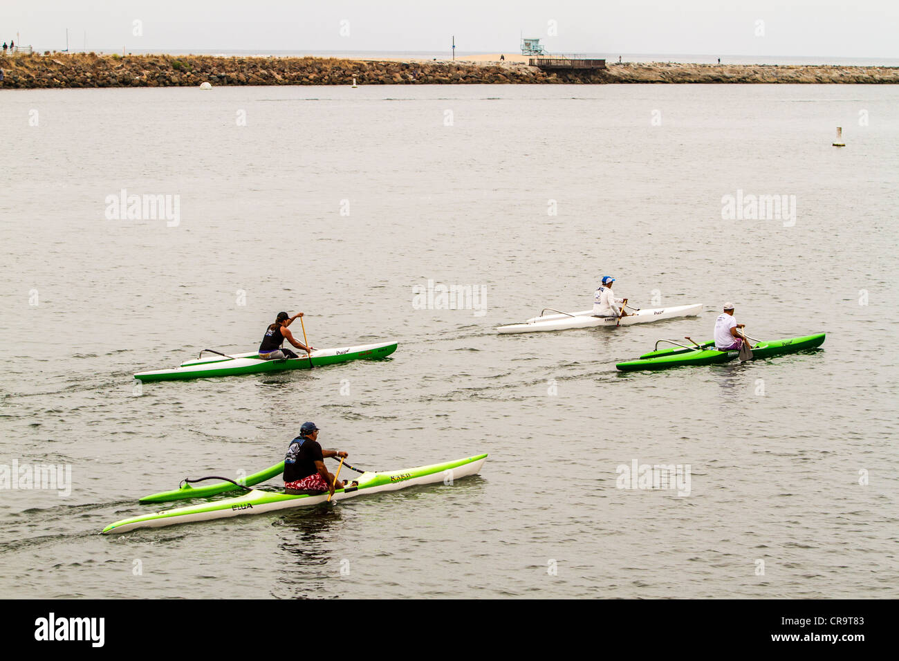 Outrigger Kayaks in Marina Del Rey California Stock Photo Alamy