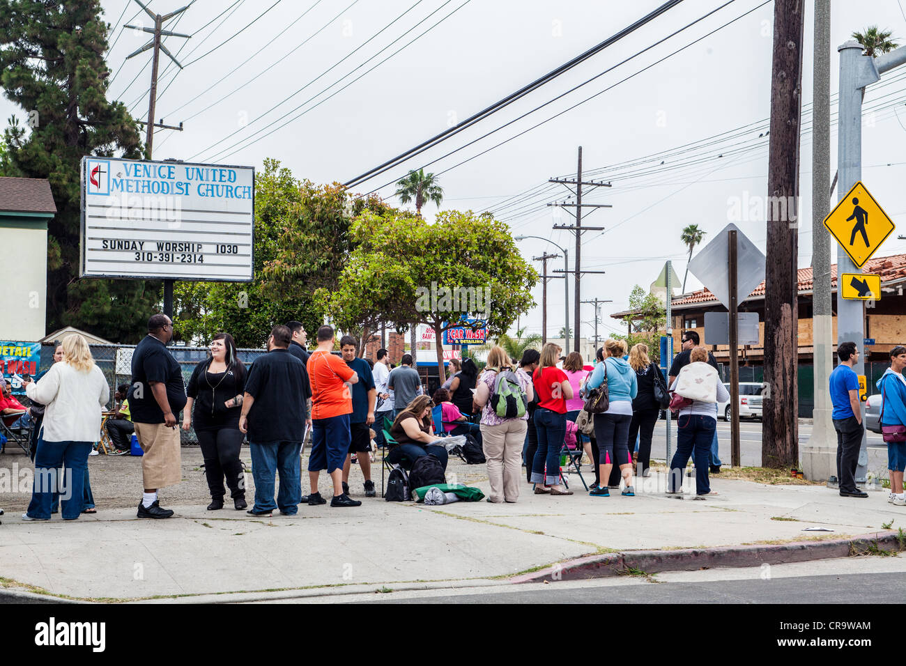Contestants waiting to audition for the Biggest Loser television program in Venice California Stock Photo