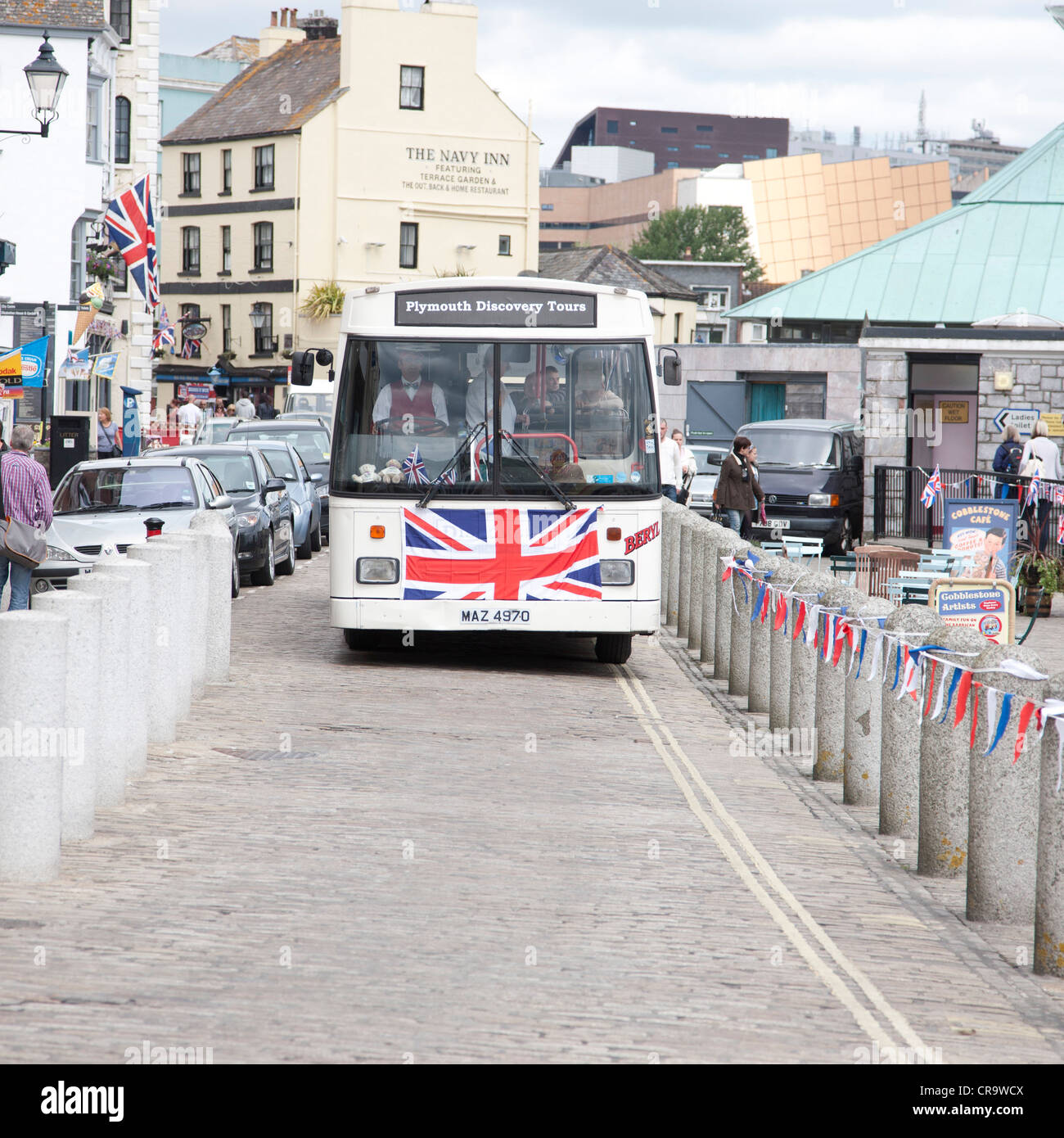 Old Fashion Plymouth Tour Bus Stock Photo Alamy