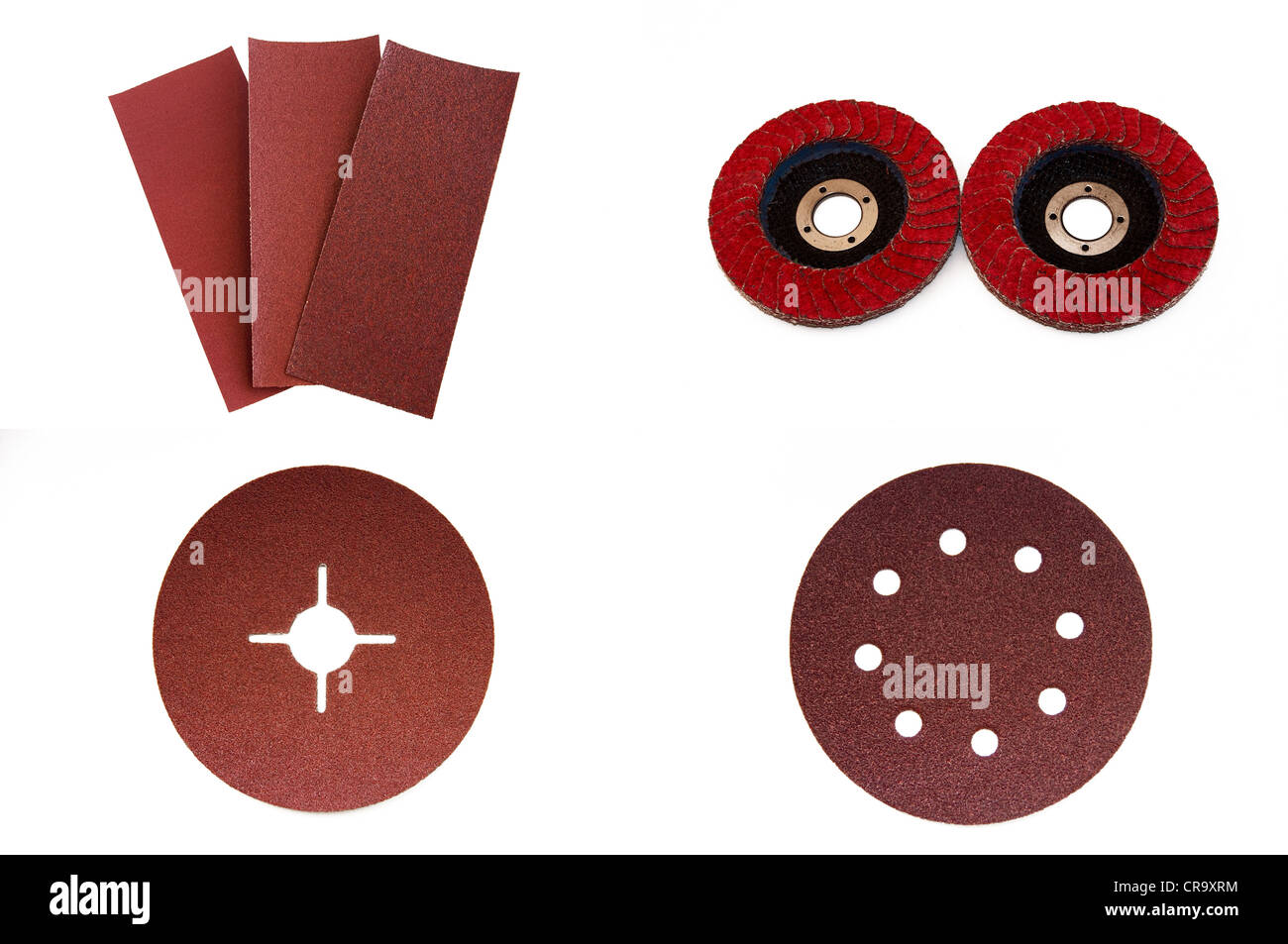 set of four types of sandpaper on a white background Stock Photo Alamy