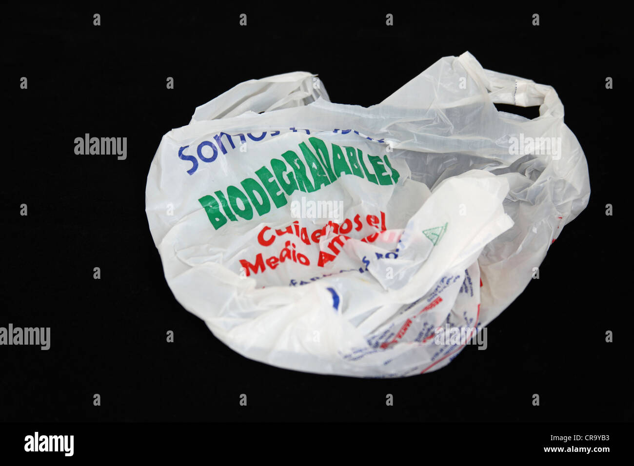 Biodegradable plastic bag provided by Farmacias Bolivia, a Bolivian pharmacy company that owns many chemist shops Stock Photo