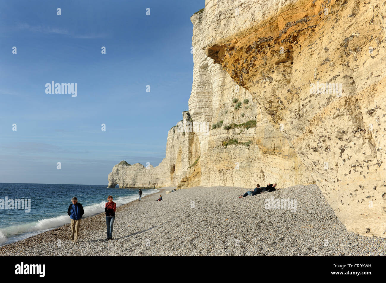 The chalk cliffs at Etretat Normandy France Stock Photo