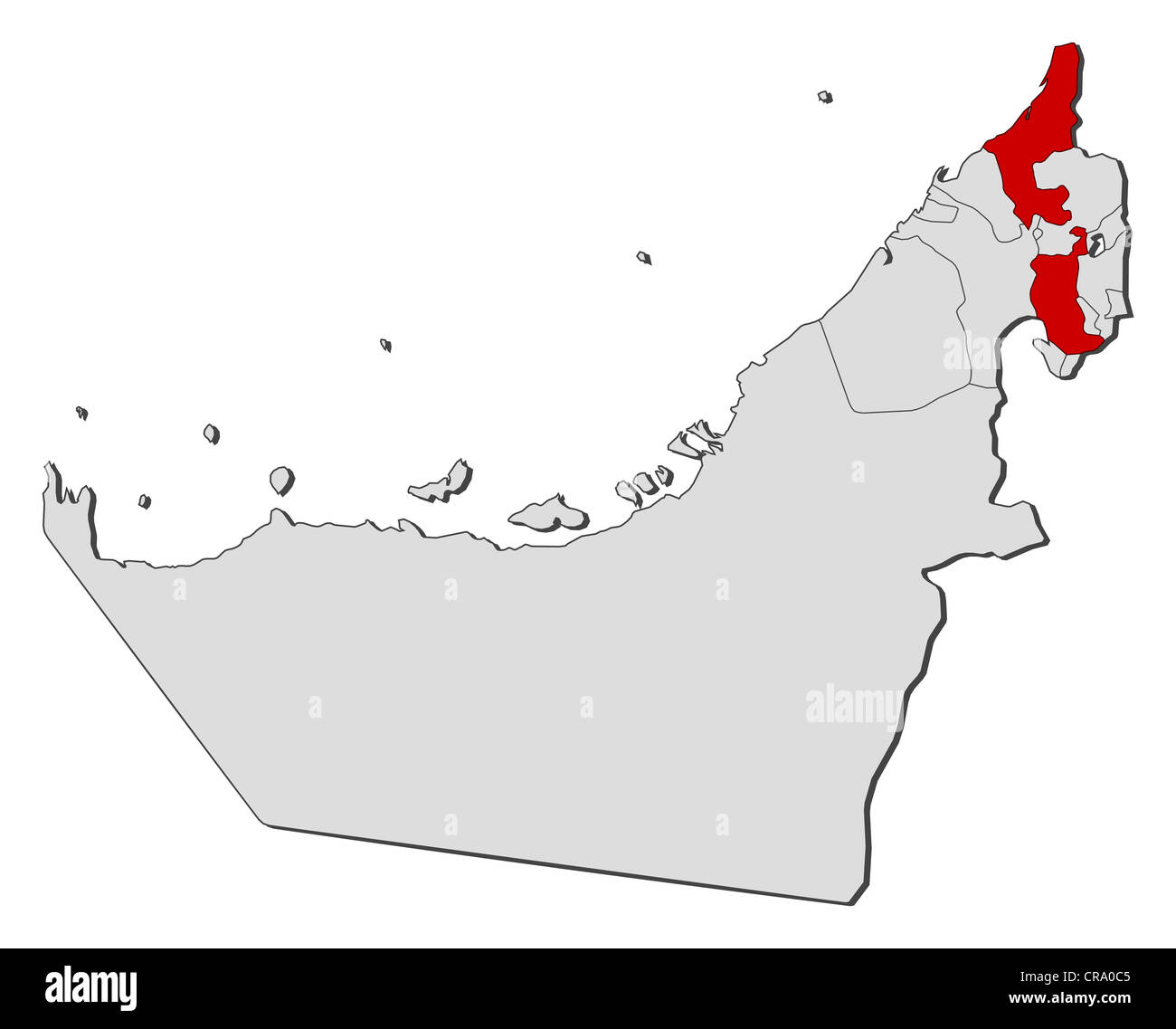 Ras Al Khaimah Map Political Map Of The United Arab Emirates With The Several Emirates Where Ras  Al-Khaimah Is Highlighted Stock Photo - Alamy