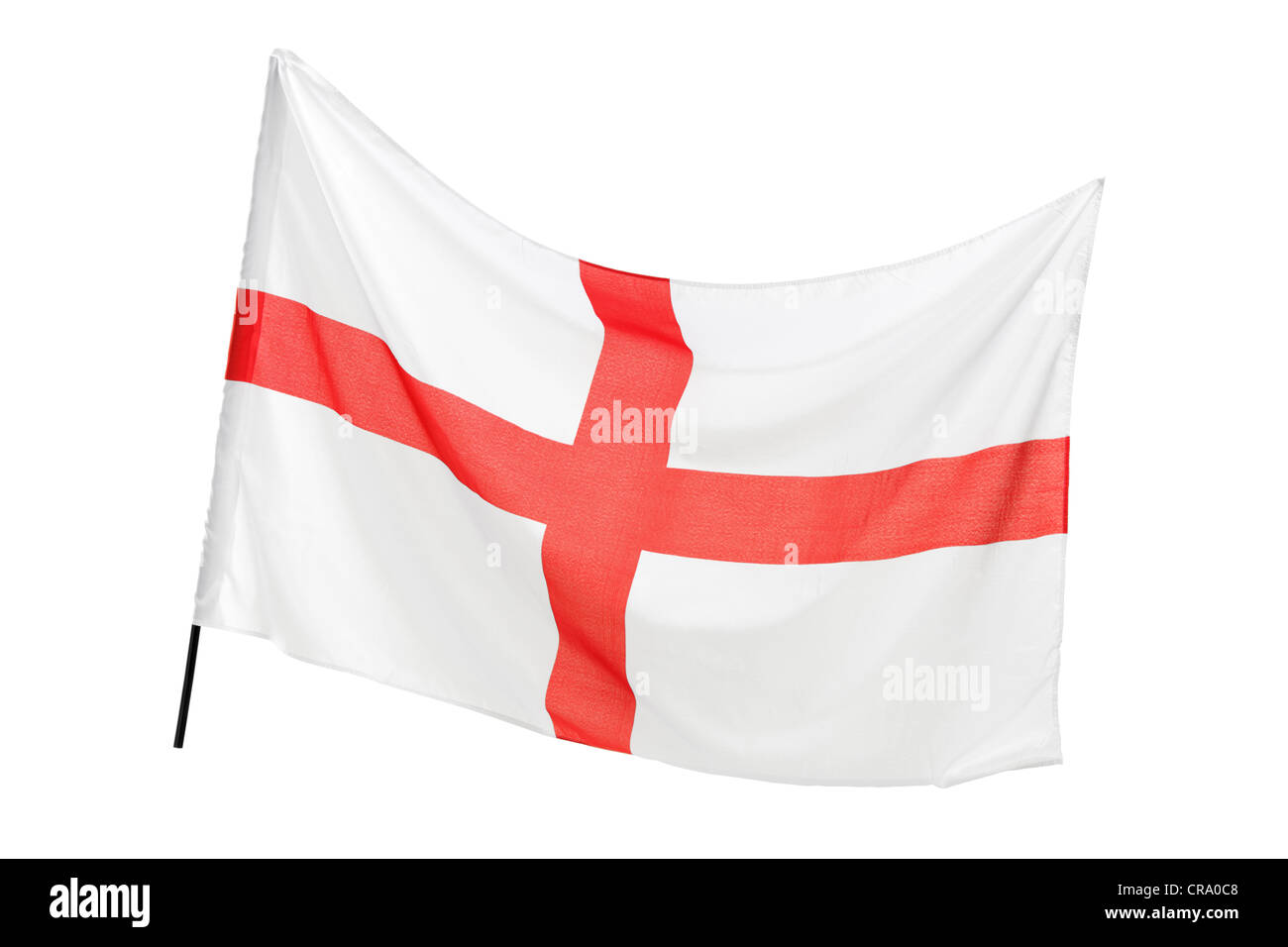 A studio shot of a flag of England waving isolated on white background Stock Photo