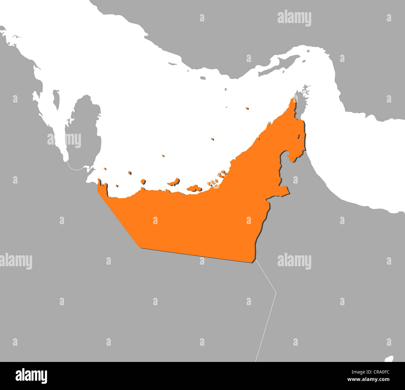 Political map of the United Arab Emirates with the several emerats ...