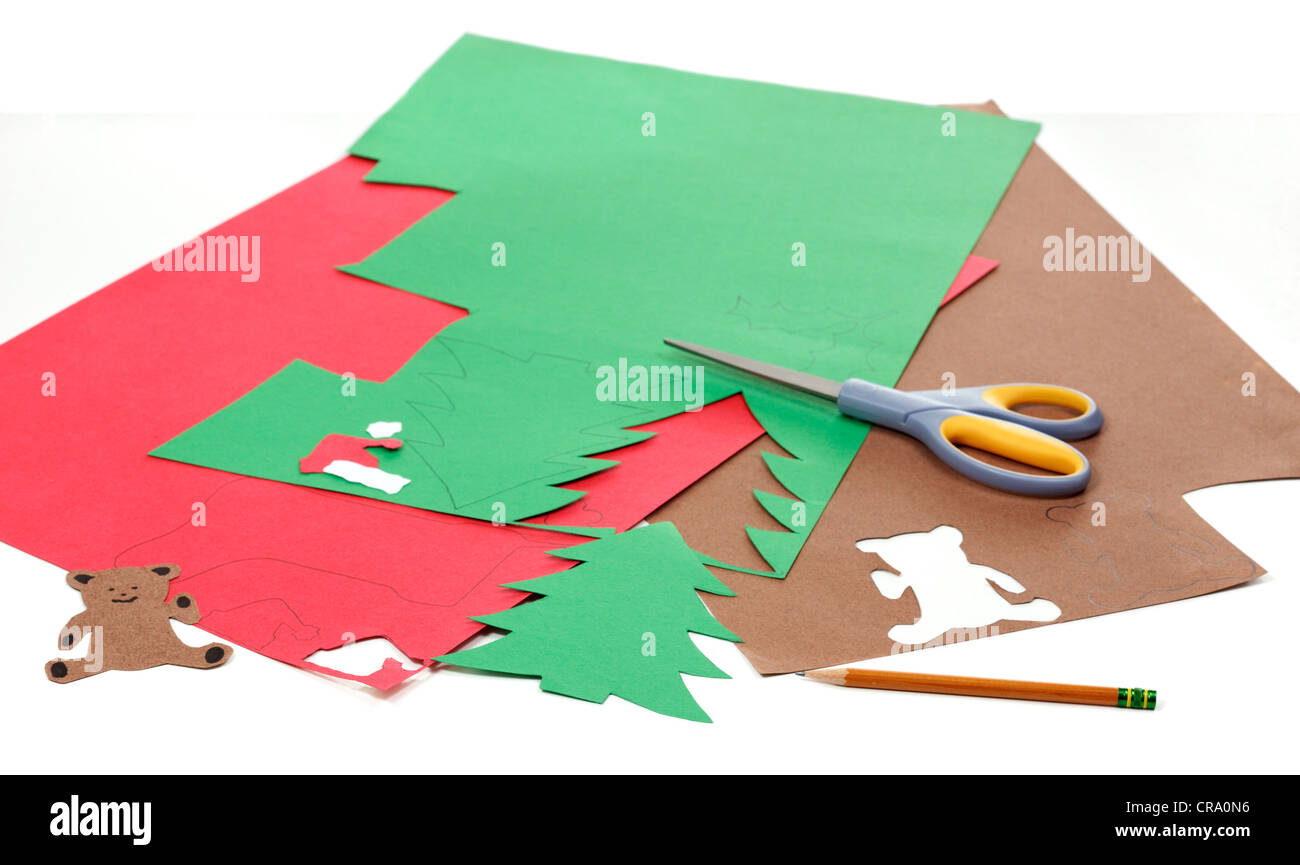 Download Construction Paper Pencil And Scissors To Make Christmas Crafts Stock Photo Alamy PSD Mockup Templates