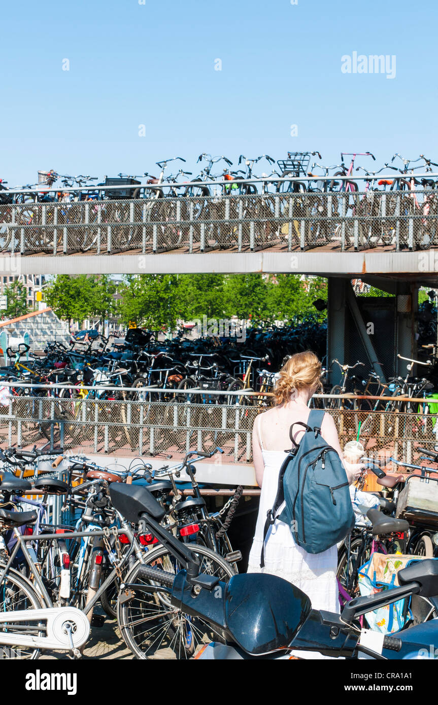 Detail of bicycle parking lot in Amsterdam, Holland Stock Photo Alamy