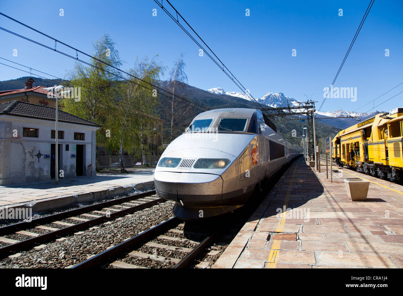 SNCF TGV train in Oulx station, Piemonte, Italy Stock Photo Alamy