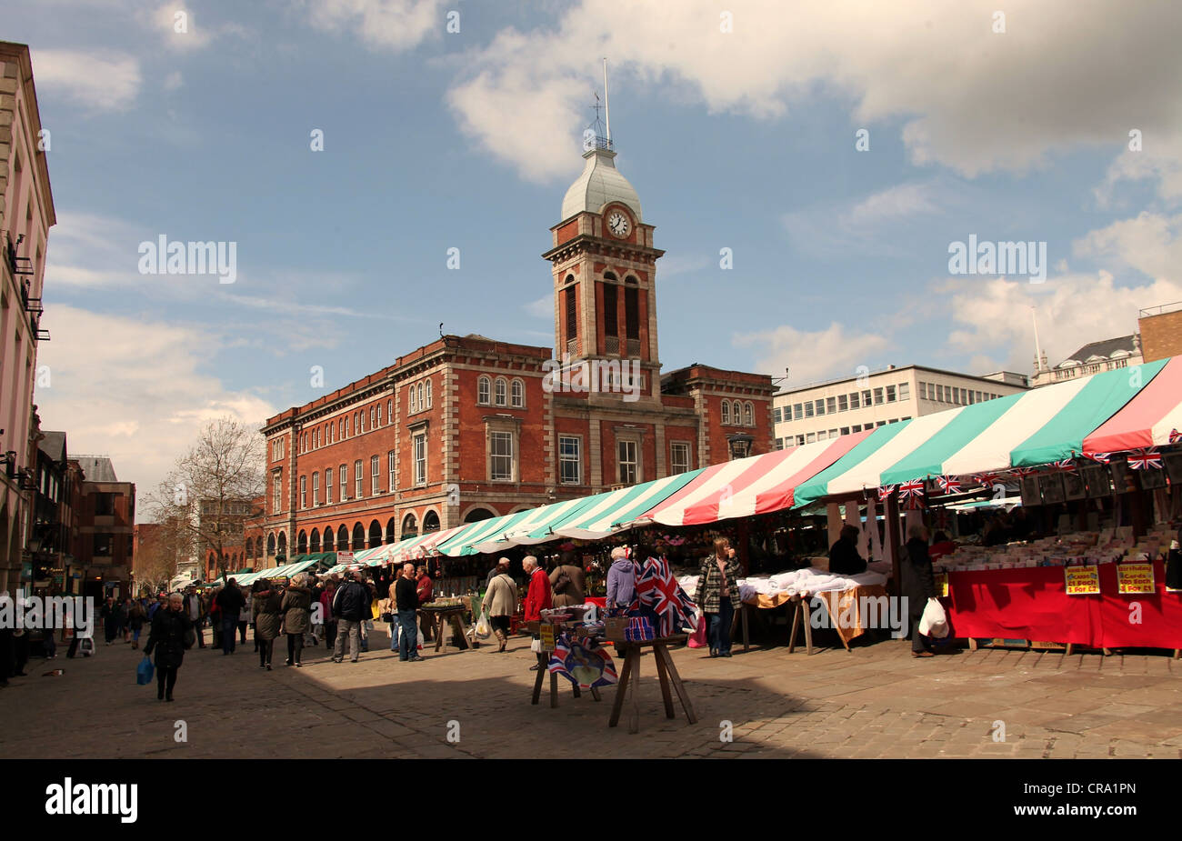 Chesterfield OpenAir Market in front of its Historic Market Hall Stock