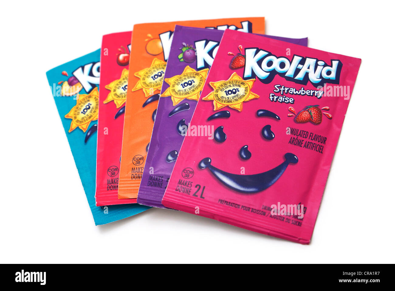 Kool-Aid, Packets of Powdered Fruit Flavoured Juice mix Stock Photo