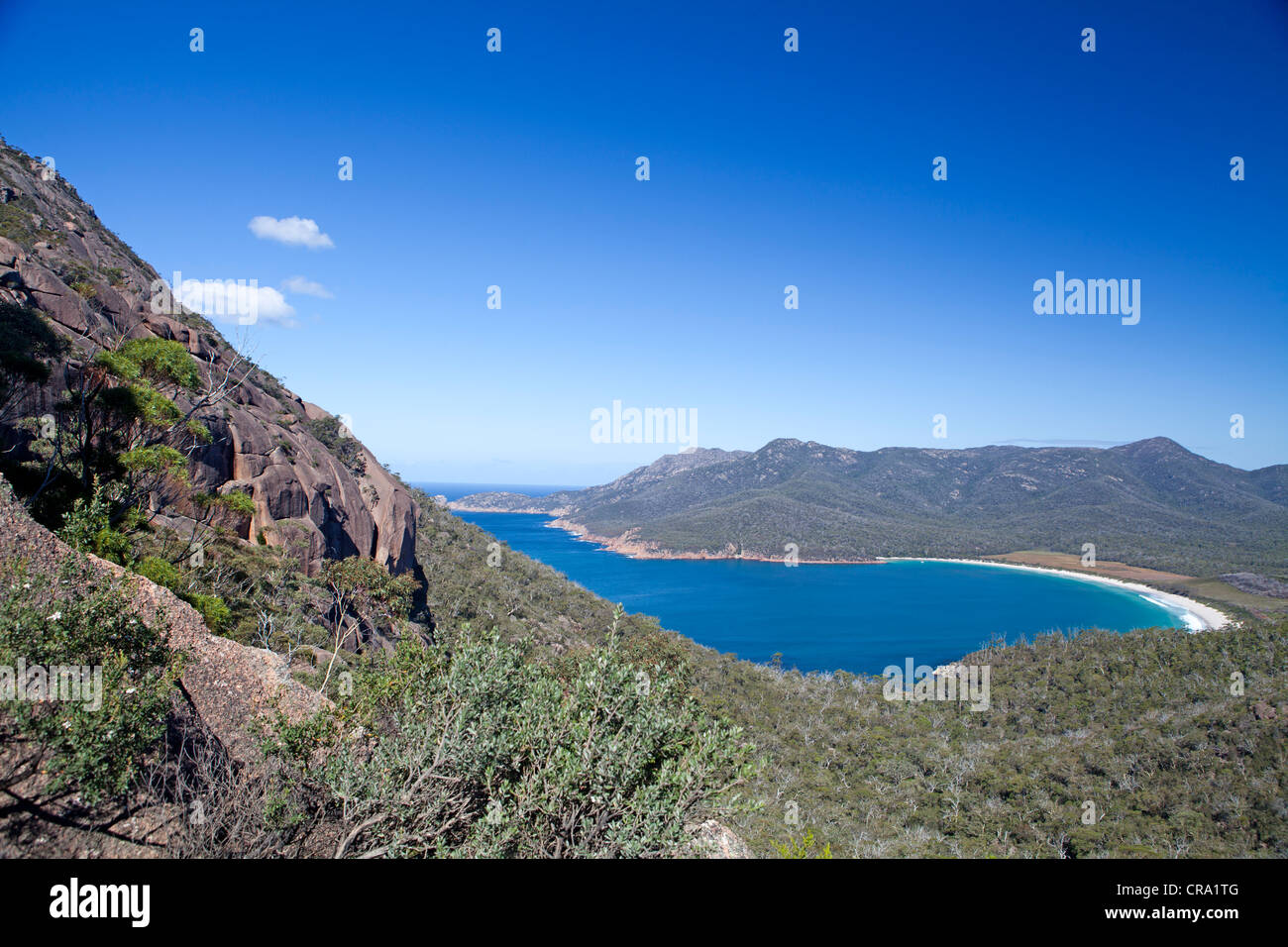Wineglass Bay and the slopes of Mt Amos in Freycinet National Park Stock Photo