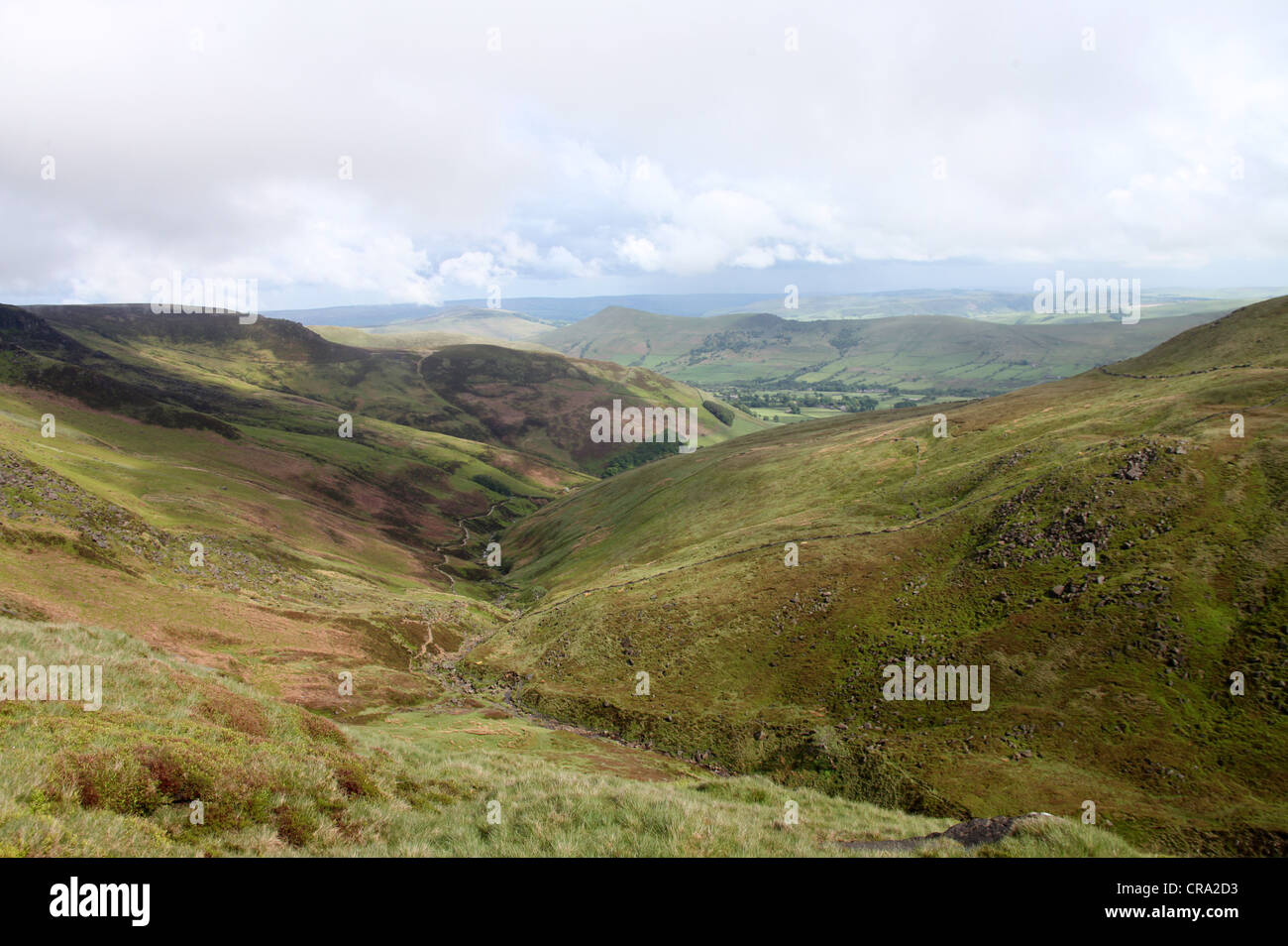 Grindsbrook Clough from the Kinder Plateau Stock Photo