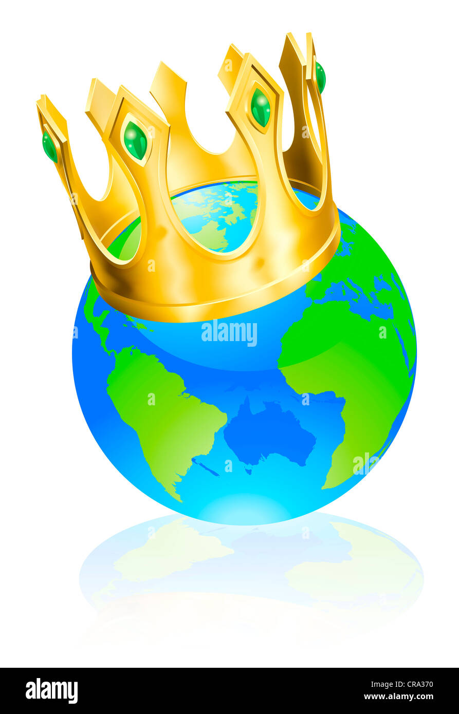 World globe wearing a crown, king of the world or champion concept Stock Photo