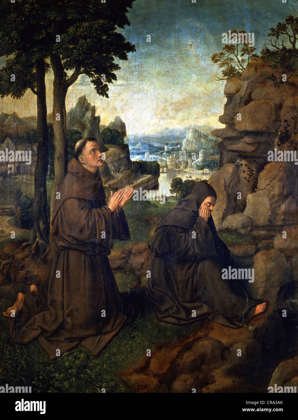 Joachim Patinir St Francis of Assisi in the desert Prado Museum - Madrid Stock Photo