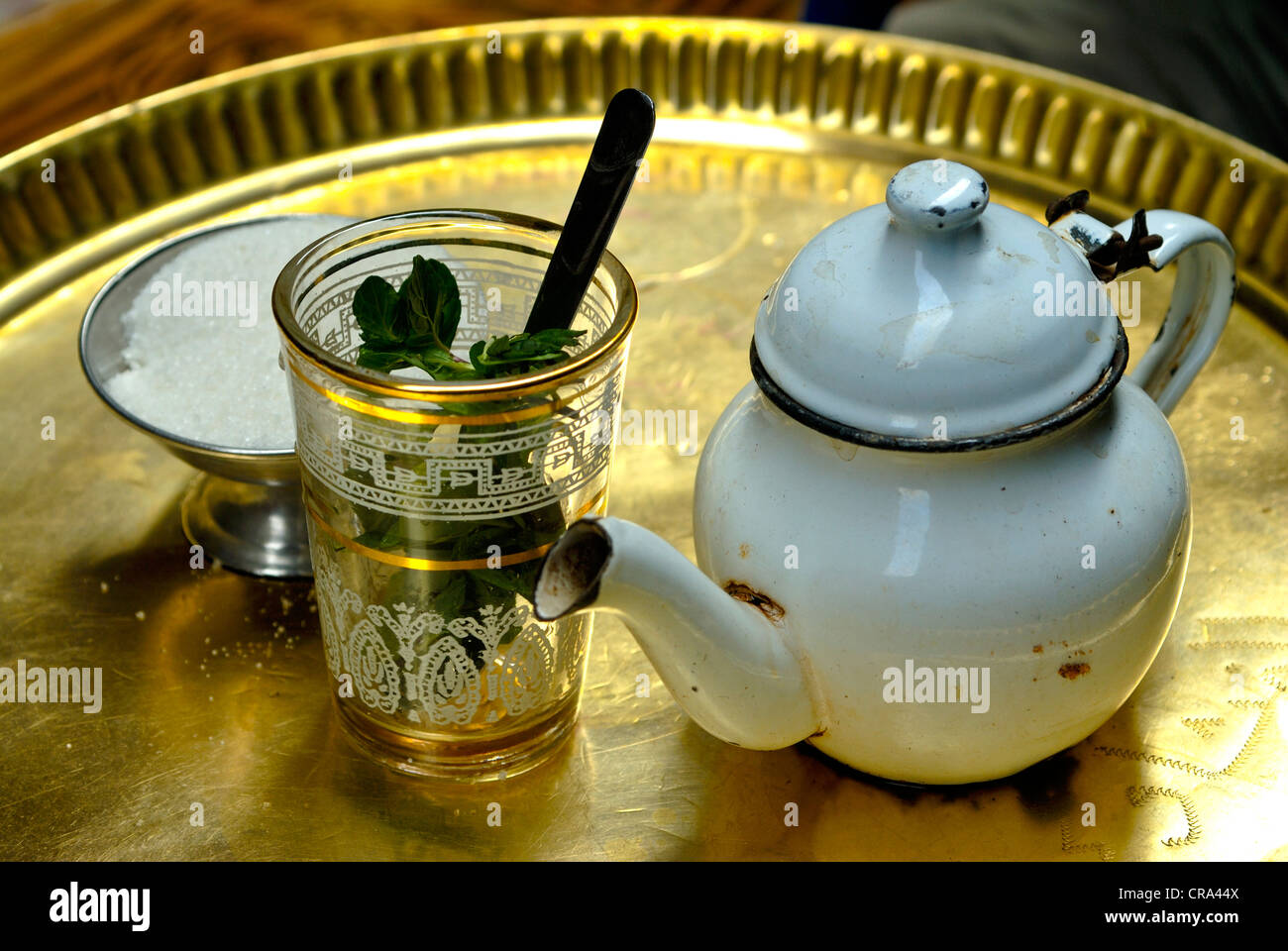 Teapot and a cup of tea in a cafe in Cairo, Egypt, Africa Stock Photo Alamy