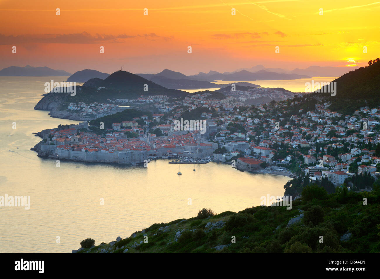 Dubrovnik sunset, Croatia Stock Photo