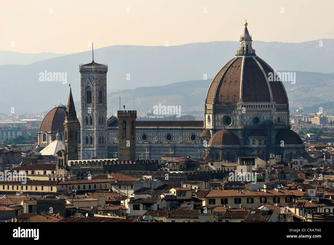 Duomo or Cathedral of Florence and the Campanile, Florence, Tuscany, Italy, Europe Stock Photo
