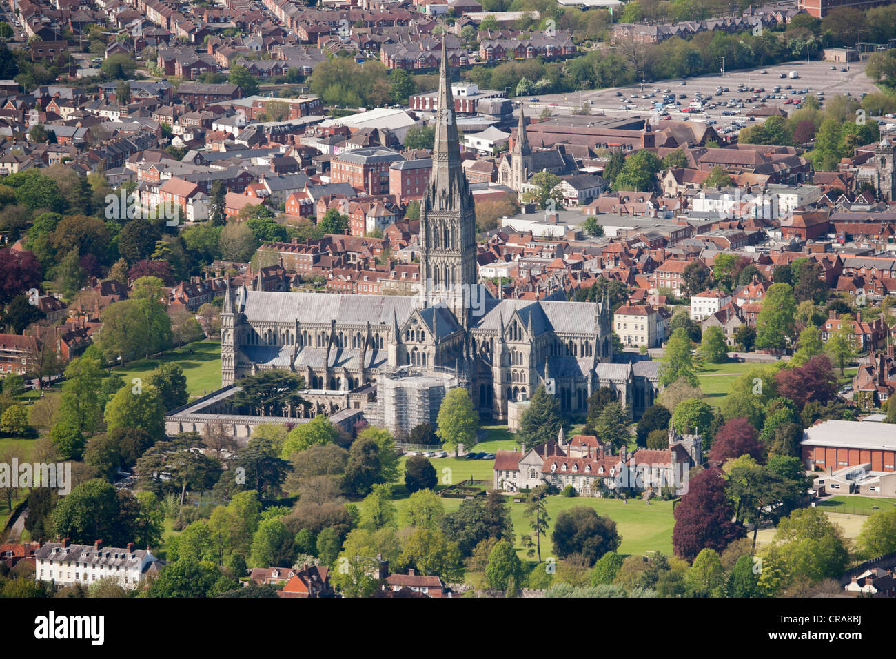 Salisbury Cathedral England Aerial Air Bird View Stock Photo Alamy