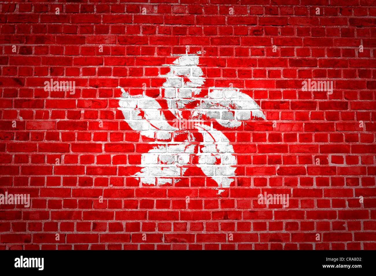 An image of the Hong Kong flag painted on a brick wall in an urban location Stock Photo