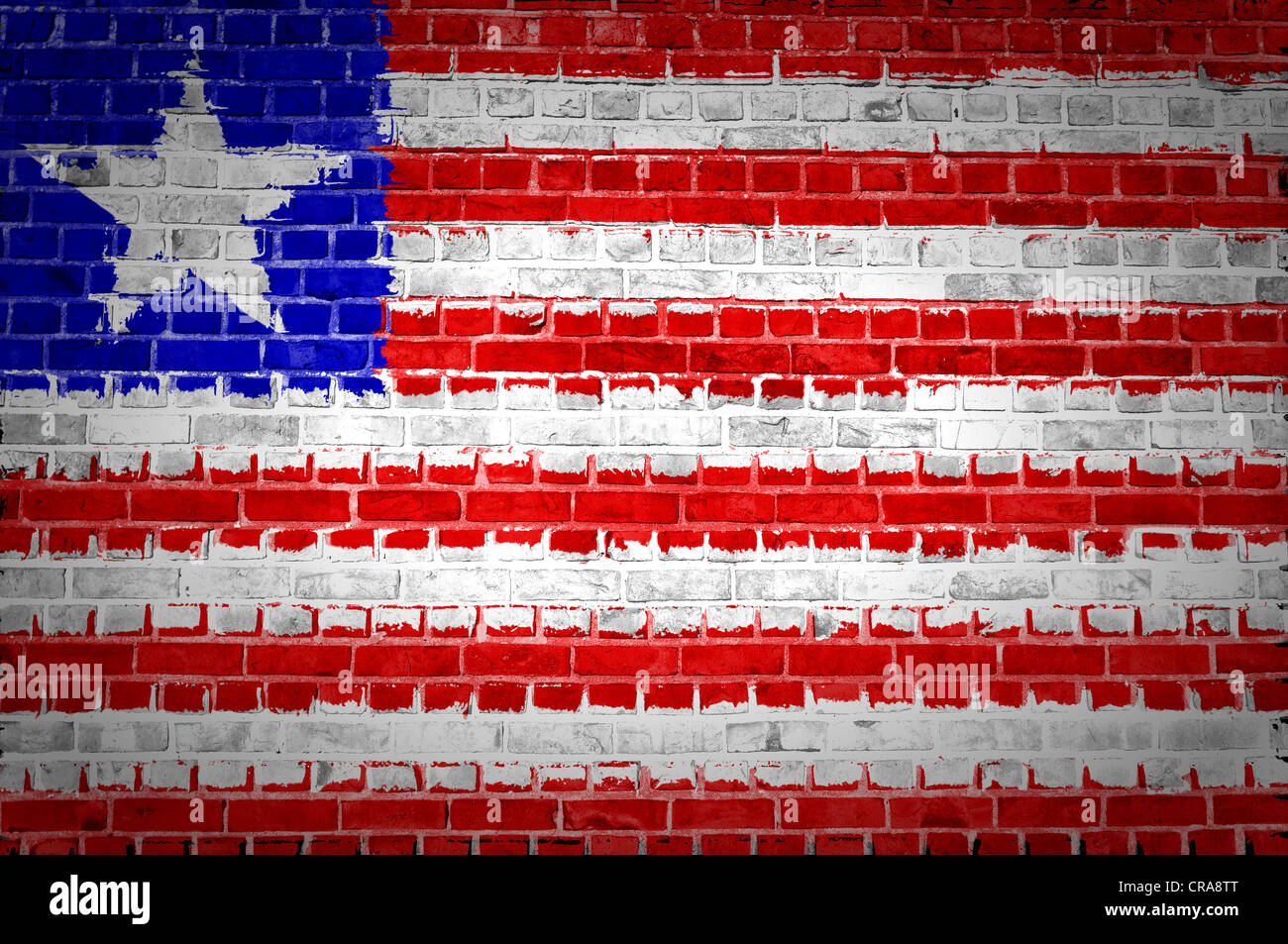 An image of the Liberia flag painted on a brick wall in an urban ...