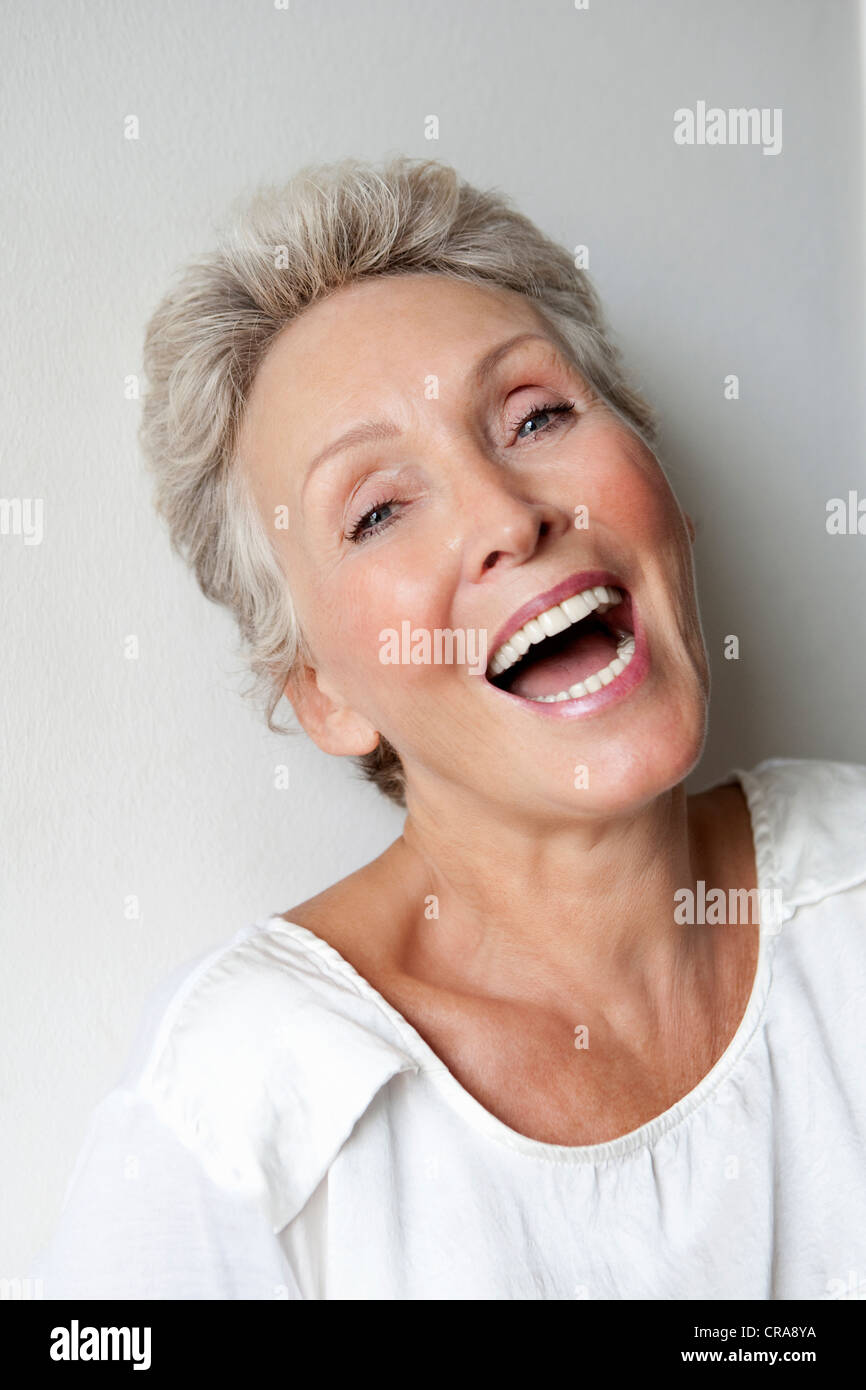 Close up of older womans smiling face Stock Photo - Alamy