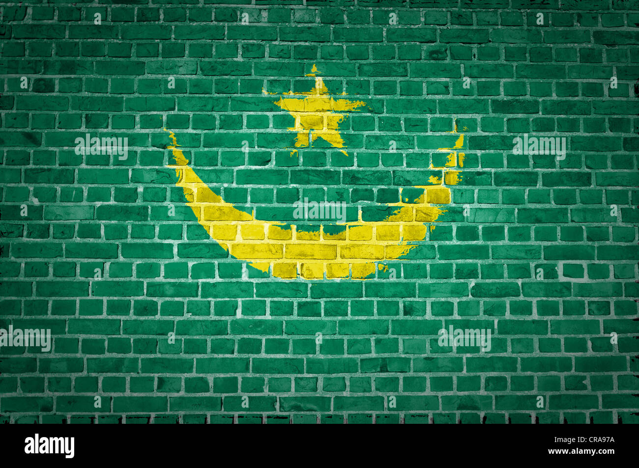 An image of the Mauritania flag painted on a brick wall in an urban ...