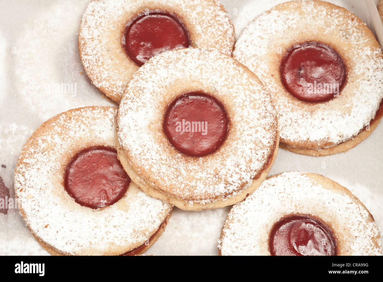 Jam filled Christmas cookies Stock Photo Alamy