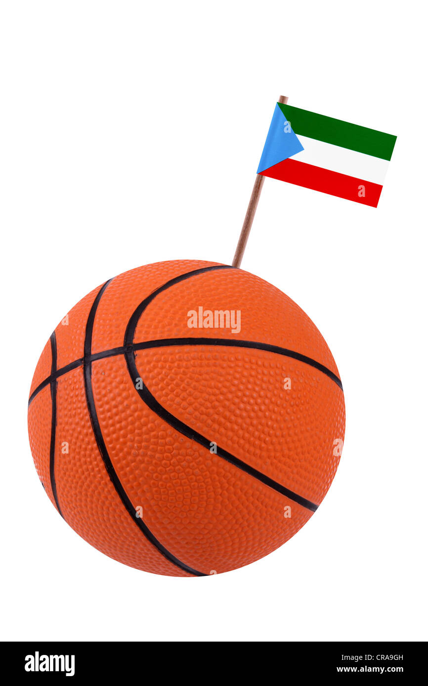 Volley ball with a small paper national flag Stock Photo