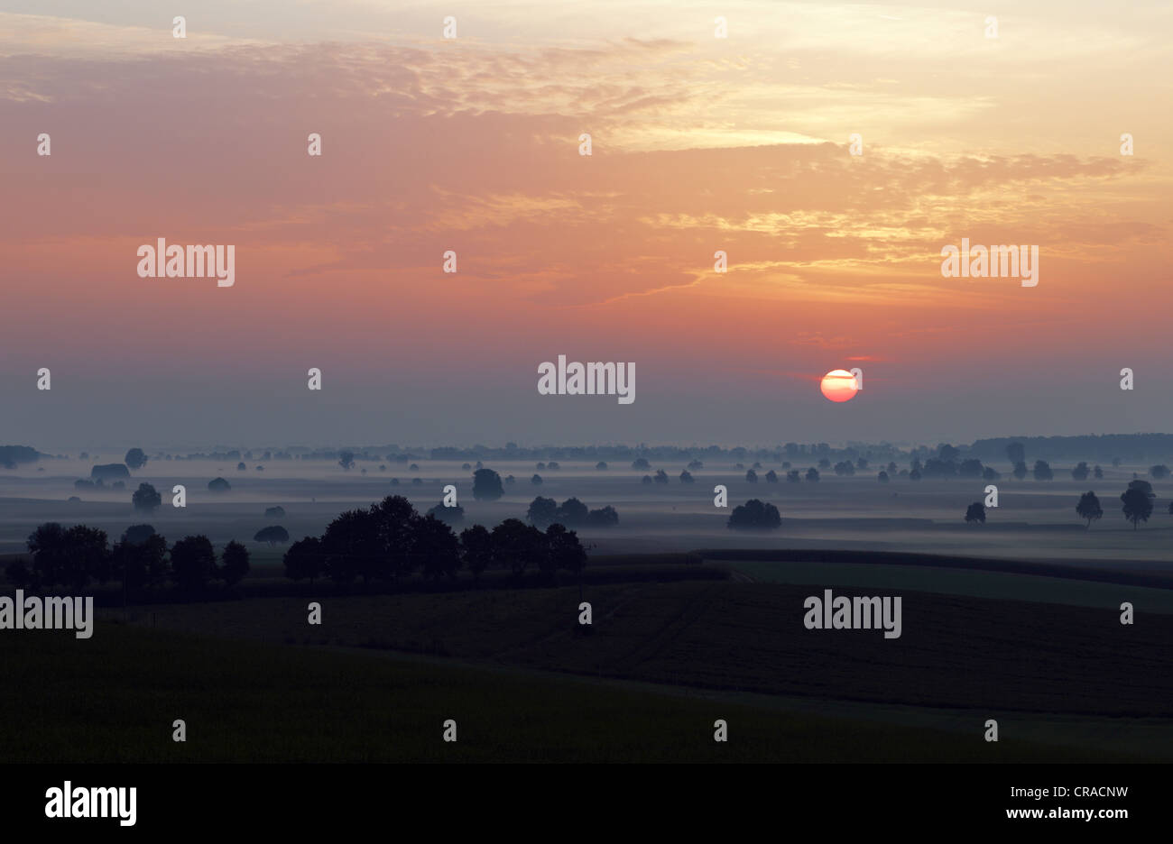 Sunrise near Ehekirchen, Bavaria, Germany, Europe Stock Photo
