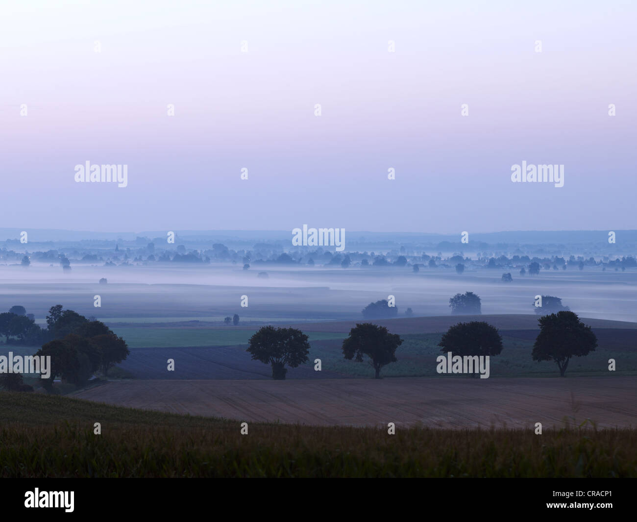 Daybreak near Ehekirchen, Bavaria, Germany, Europe Stock Photo