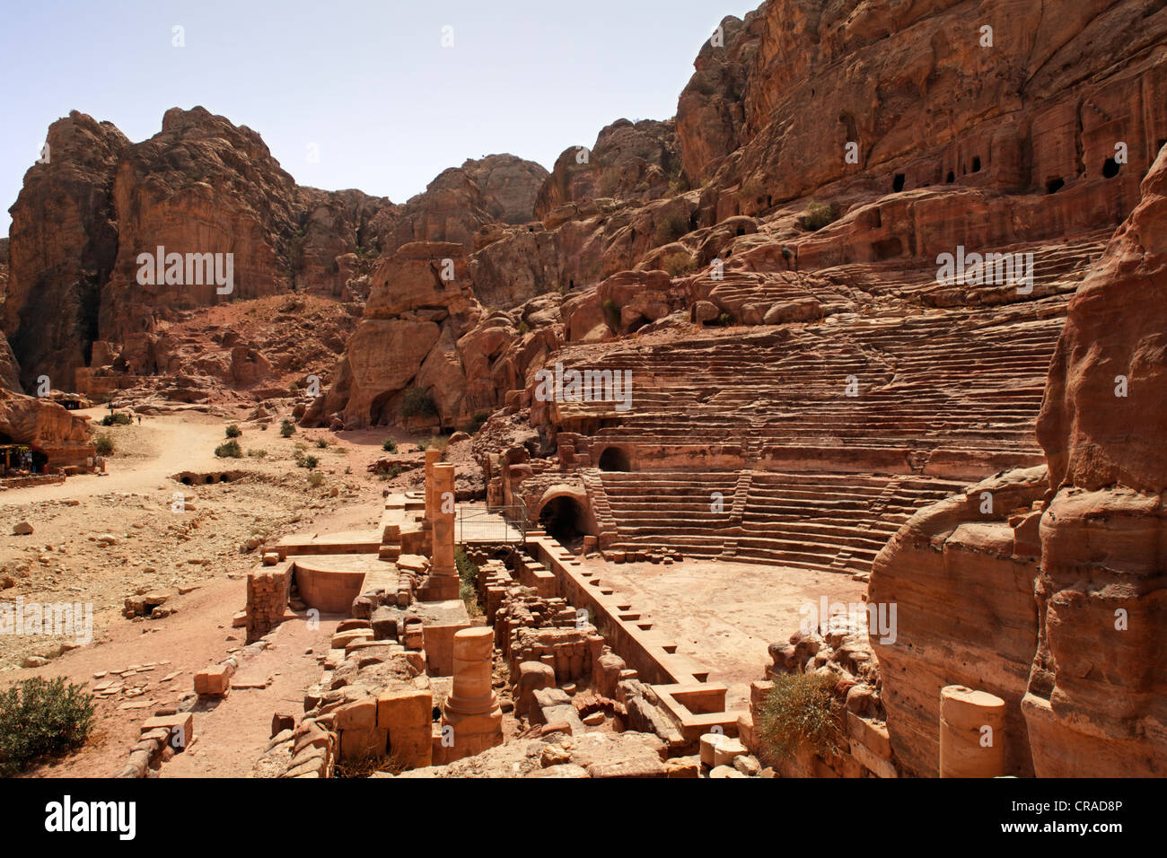 Roman Theatre, Petra, the capital city of the Nabataeans, rock city, UNESCO World Hertage Site, Wadi Musa Stock Photo