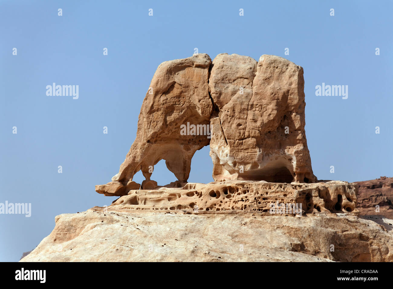 Elephant Rock near El Bared, natural stone sculpture, Little , the capital city of the Nabataeans, rock city Stock Photo