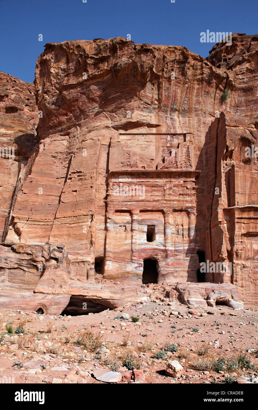 Silk Tomb, Petra, the capital city of the Nabataeans, rock city, UNESCO World Hertage Site, Wadi Musa Stock Photo