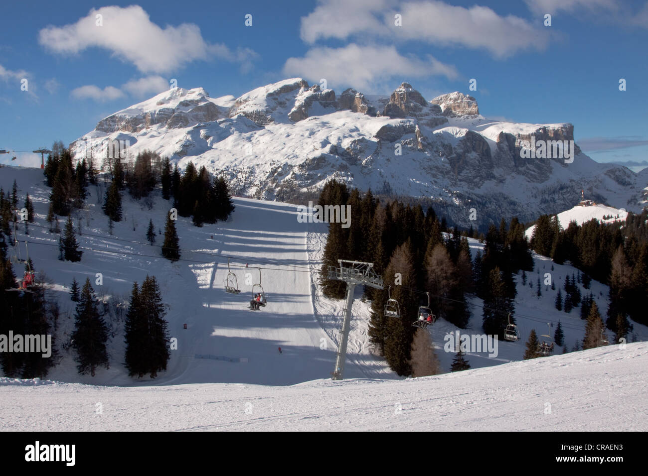 La Villa Stern, Alta Badia ski-region, Sella massif, Sellaronda ski circuit, Dolomites, Italy, Europe Stock Photo