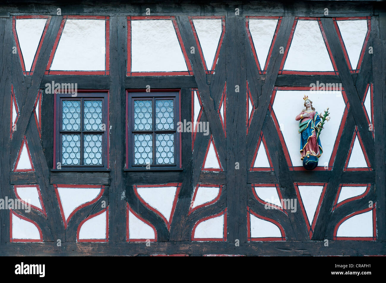 Historic half-timbered house, detail view, Fulda, Rhoen district, Hesse, Germany, Europe Stock Photo