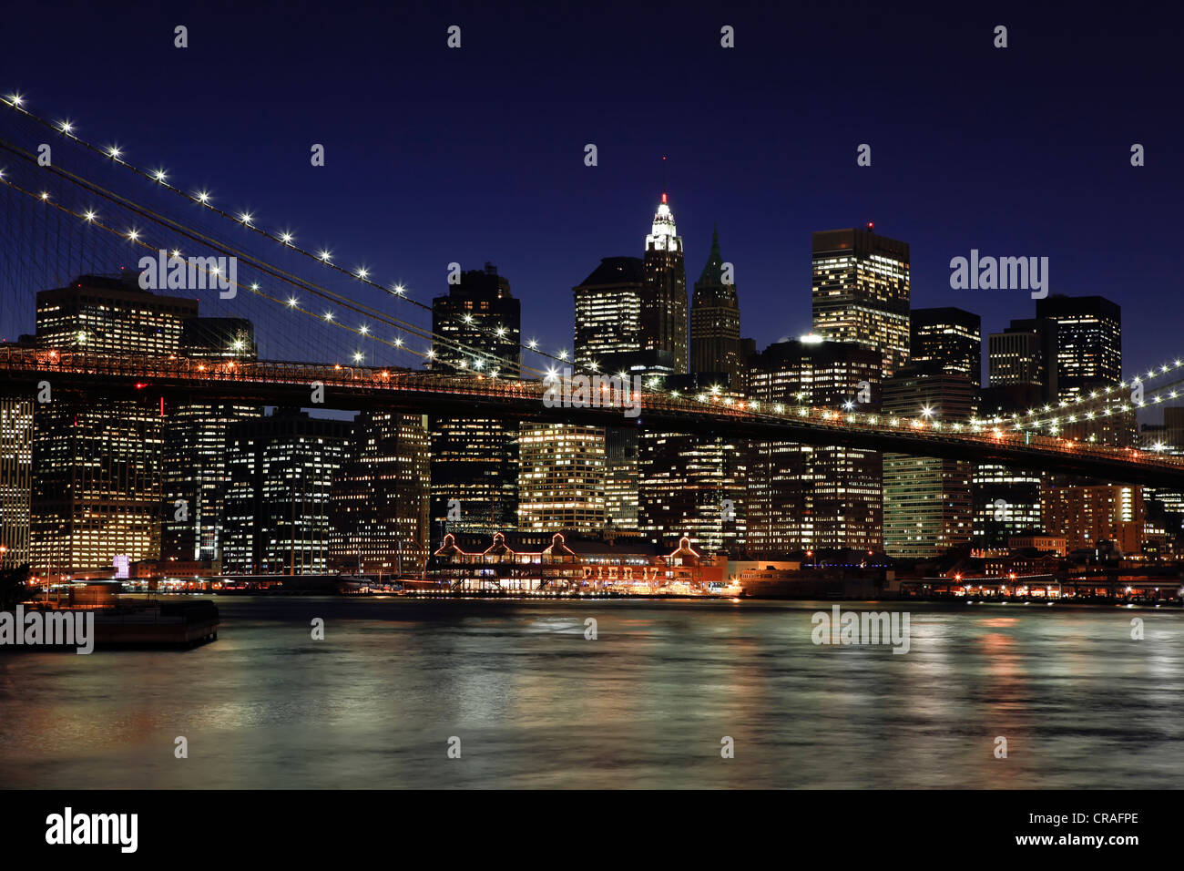 Skyline of New York City as seen from Brooklyn Heights, New York, USA Stock Photo