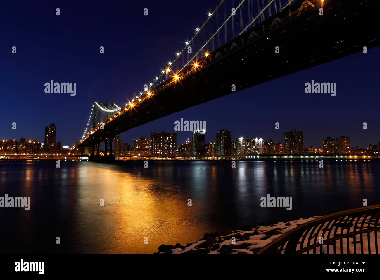 Skyline of New York City as seen from Brooklyn Heights, New York, USA Stock Photo