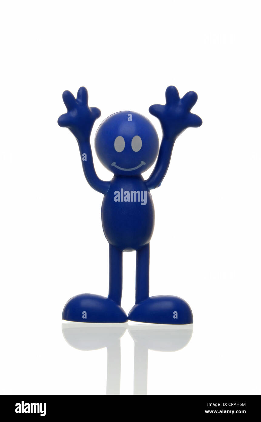 Happy blue figure, smiley Stock Photo