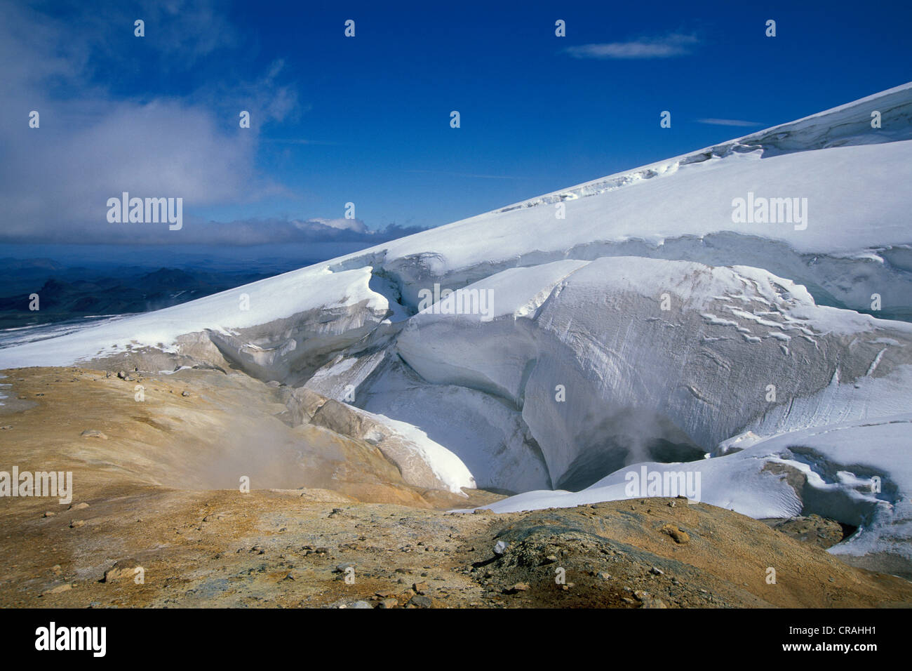 Kverkfjoell glacier, geothermal region, Vatnajoekull, highlands, Iceland, Europe Stock Photo